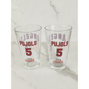 LA Angels Albert Pujols #5 Pint Beer Glass 16oz Drinkware 5 1/2" Tumbler x2
